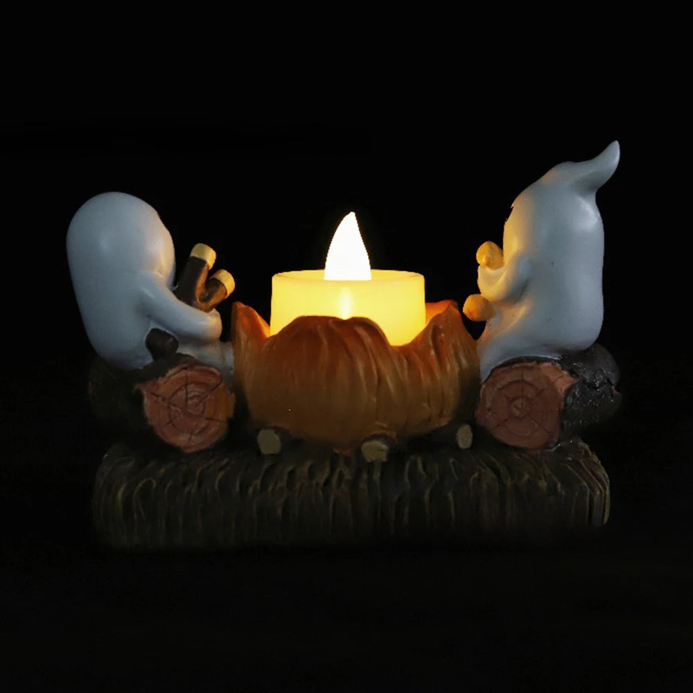 Ghost Campfire Flickering Night Candle Holder Without Candles Campfire Flicker Flame Halloween Holder Figurine Candle Decor