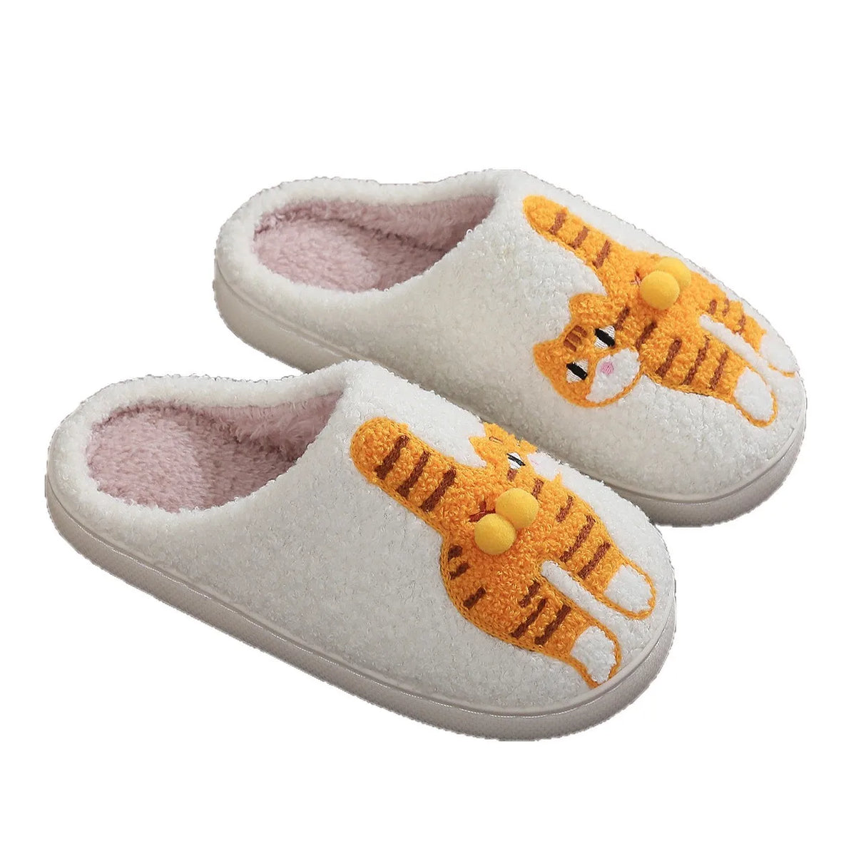 Orange Cat Plush Slippers