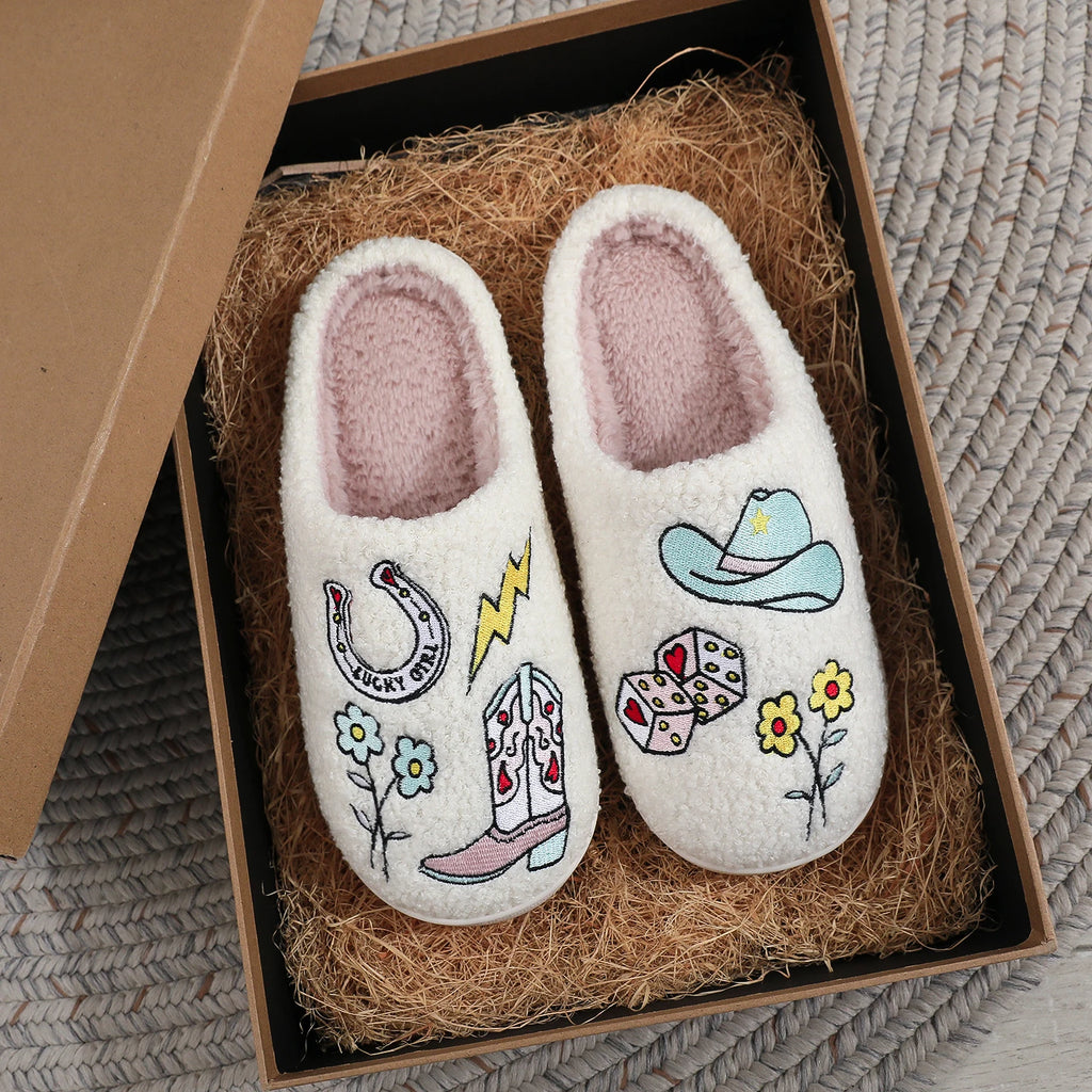 Western Cowboy Embroidered Slippers