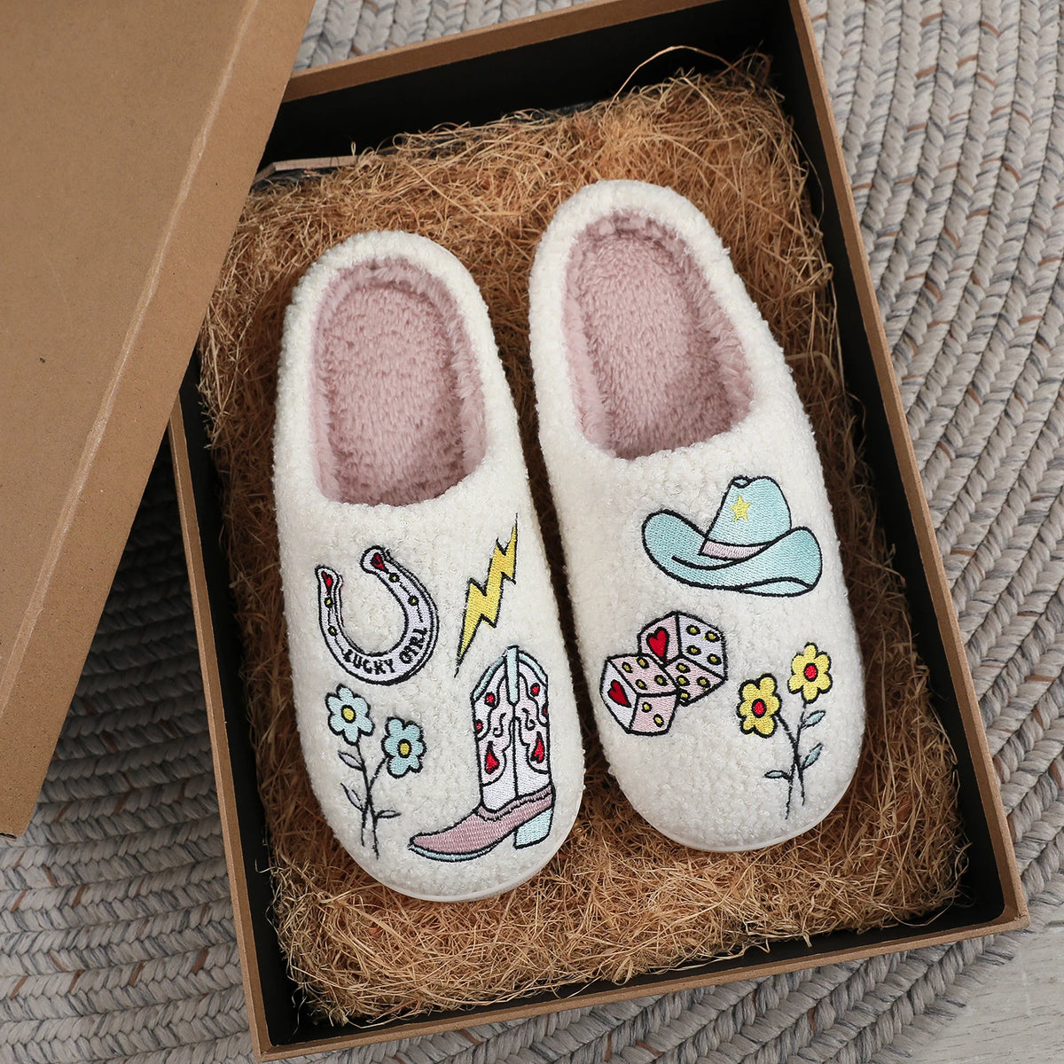 Western Cowboy Embroidered Slippers