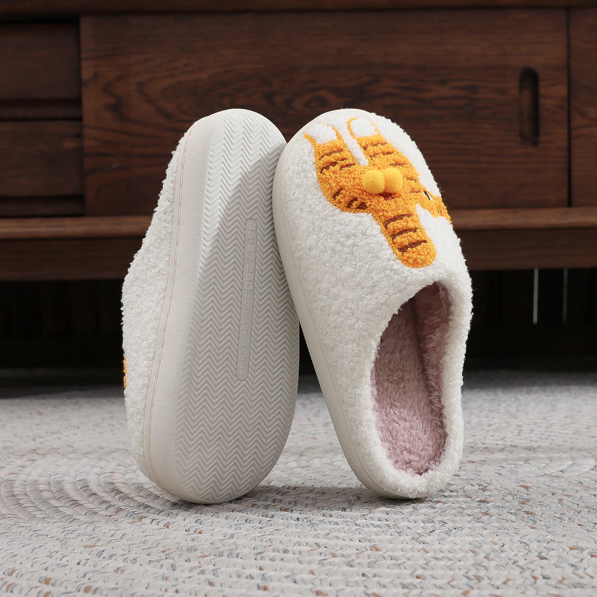 Orange Cat Plush Slippers