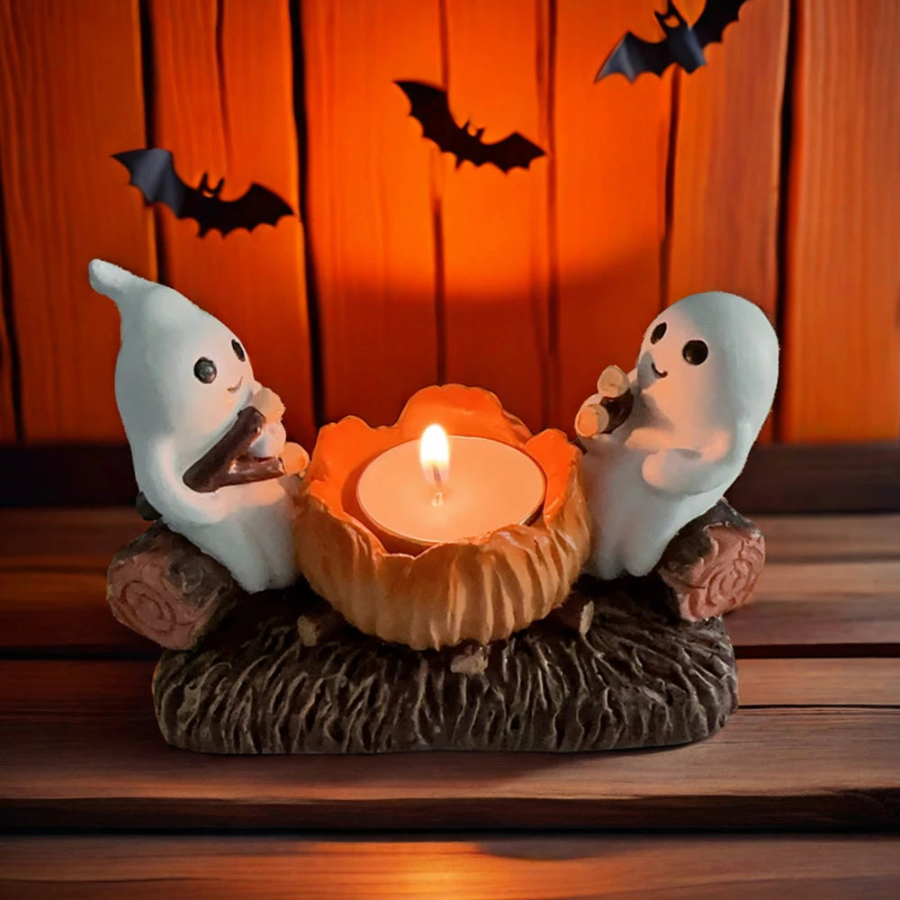 Ghost Campfire Flickering Night Candle Holder Without Candles Campfire Flicker Flame Halloween Holder Figurine Candle Decor