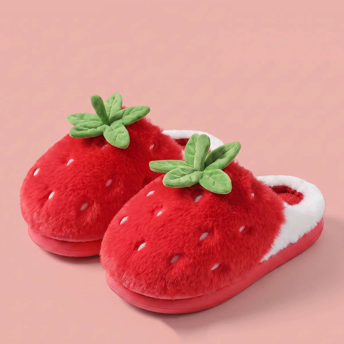 Strawberry Platform Plush Slippers