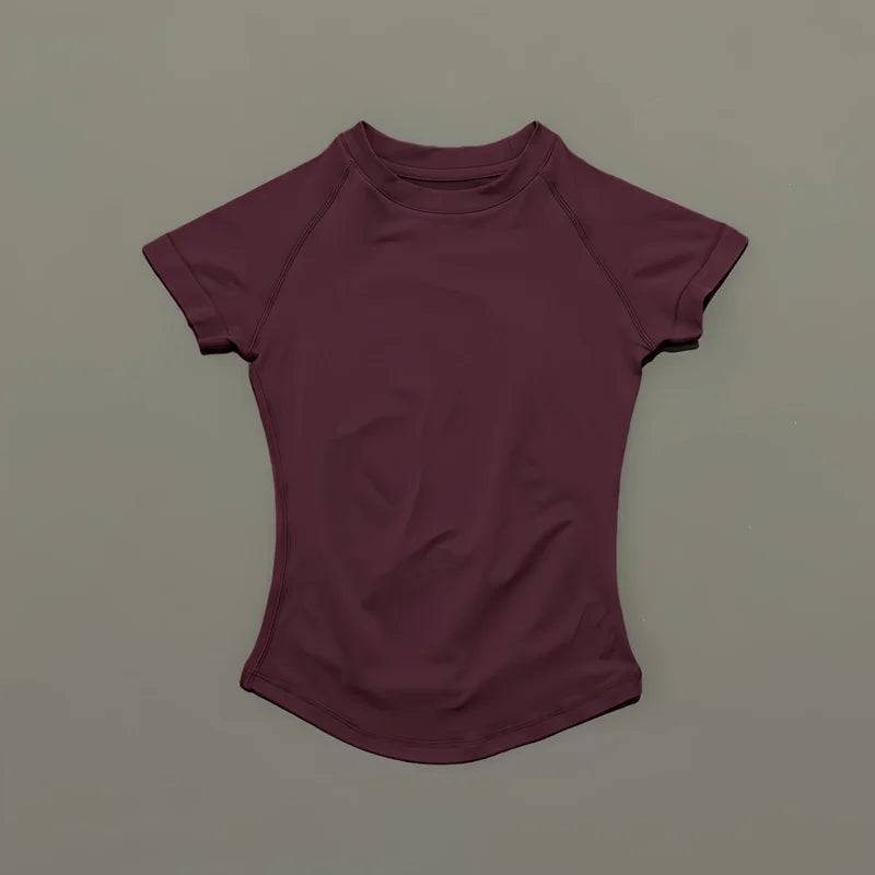 HISTELLO Sport Short Sleeve Top Seamless Yoga Leotard Clothing Women Running Sports T Shirt Workout Shirts Fitness Sports Vest