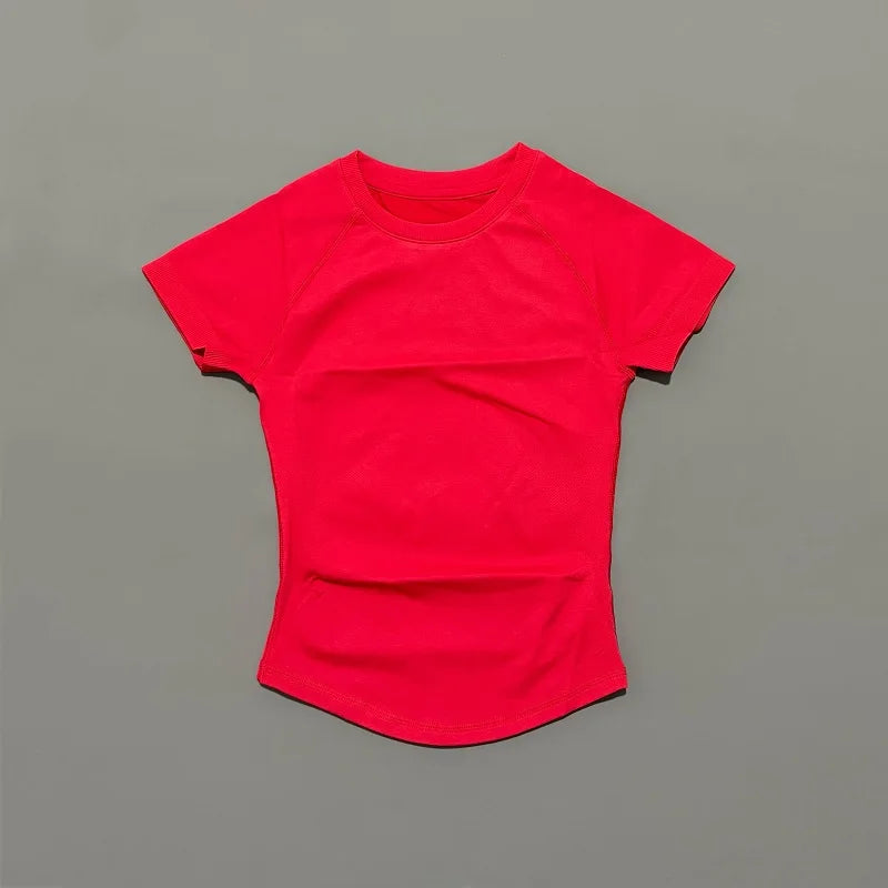 HISTELLO Sport Short Sleeve Top Seamless Yoga Leotard Clothing Women Running Sports T Shirt Workout Shirts Fitness Sports Vest