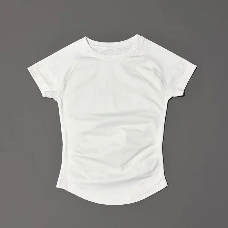 HISTELLO Sport Short Sleeve Top Seamless Yoga Leotard Clothing Women Running Sports T Shirt Workout Shirts Fitness Sports Vest