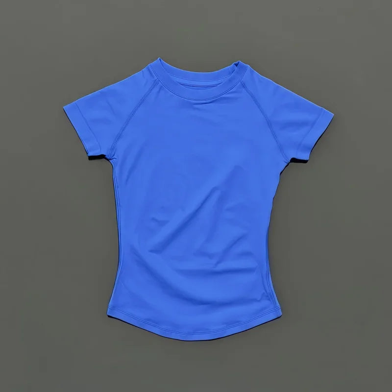 HISTELLO Sport Short Sleeve Top Seamless Yoga Leotard Clothing Women Running Sports T Shirt Workout Shirts Fitness Sports Vest