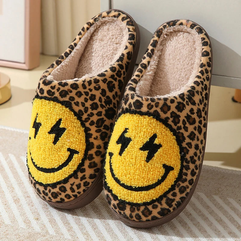 Leopard Smile Plush Slippers