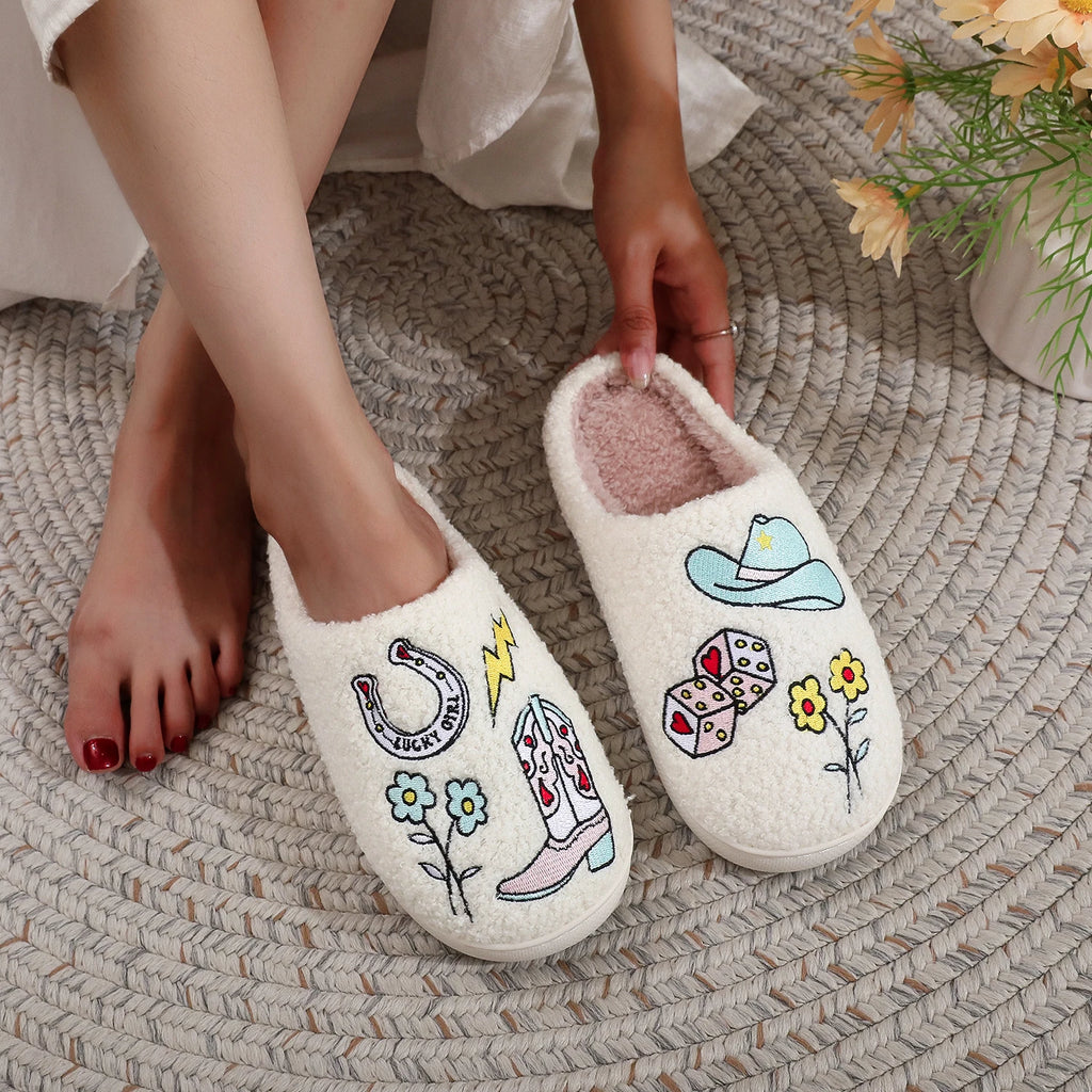 Western Cowboy Embroidered Slippers