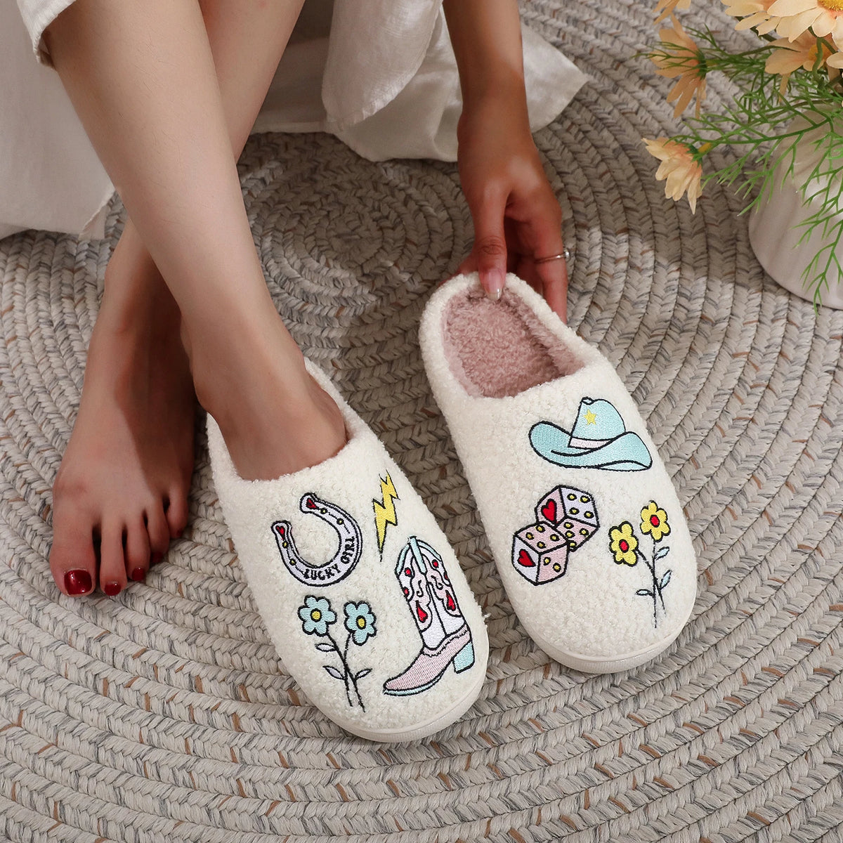 Western Cowboy Embroidered Slippers