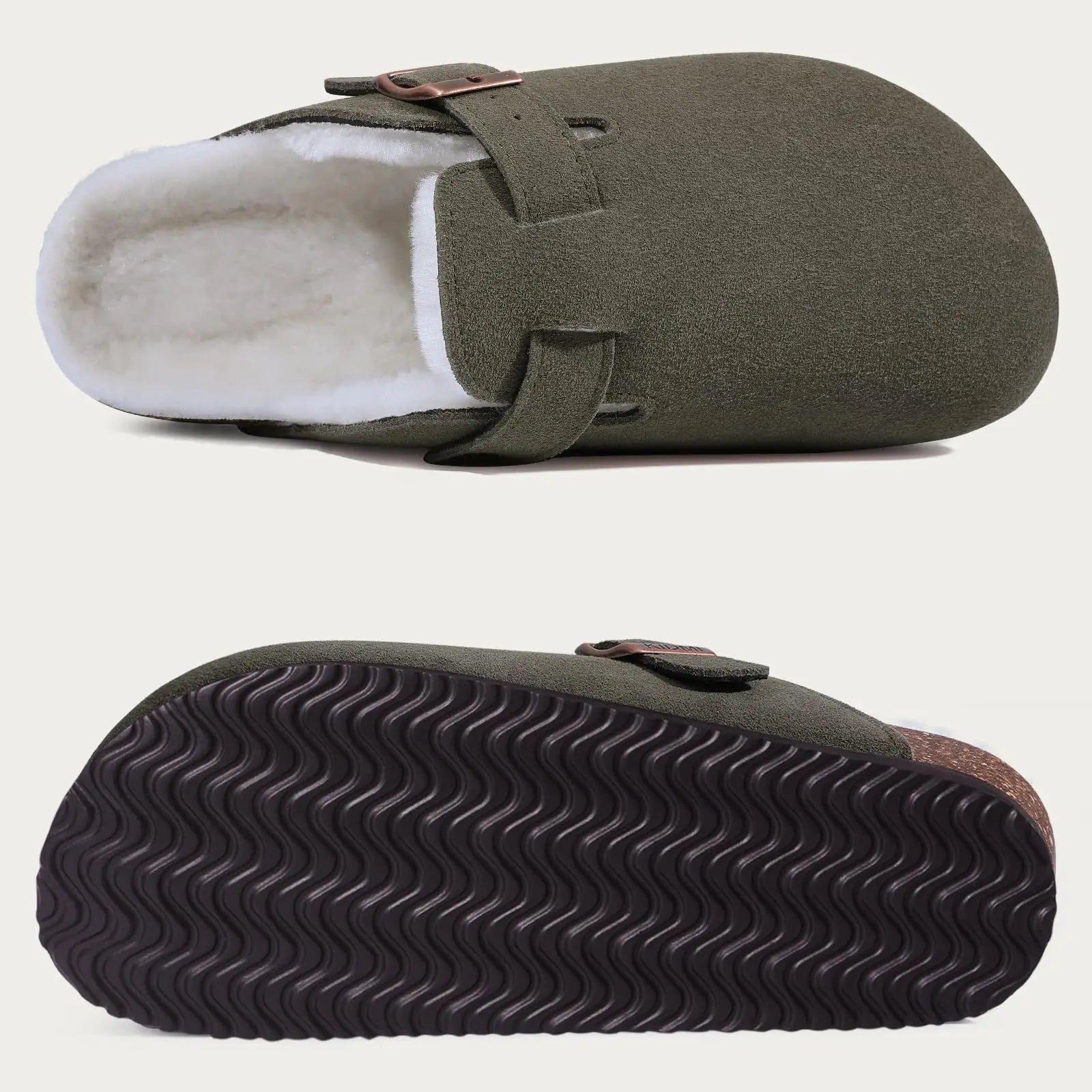 KIDMI Suede Clogs for Women Men Mules Cork Footbed Sandals With Arch Support Fashion Nonslip Outdoor Beach Slippers Home Shoes
