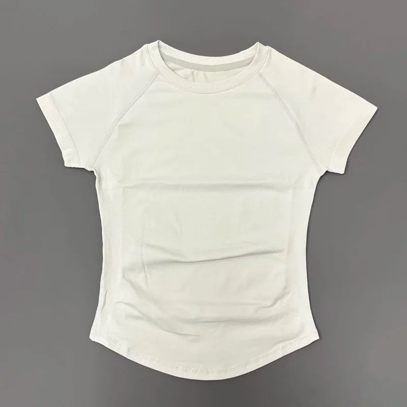 HISTELLO Sport Short Sleeve Top Seamless Yoga Leotard Clothing Women Running Sports T Shirt Workout Shirts Fitness Sports Vest