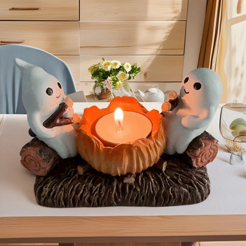 Ghost Campfire Flickering Night Candle Holder Without Candles Campfire Flicker Flame Halloween Holder Figurine Candle Decor