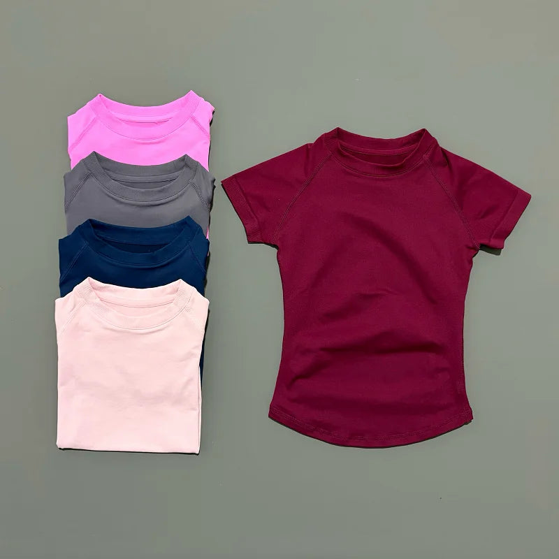 HISTELLO Sport Short Sleeve Top Seamless Yoga Leotard Clothing Women Running Sports T Shirt Workout Shirts Fitness Sports Vest