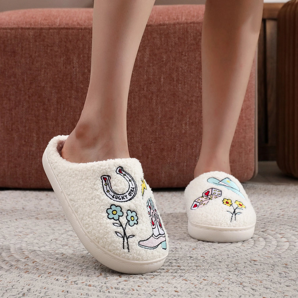 Western Cowboy Embroidered Slippers