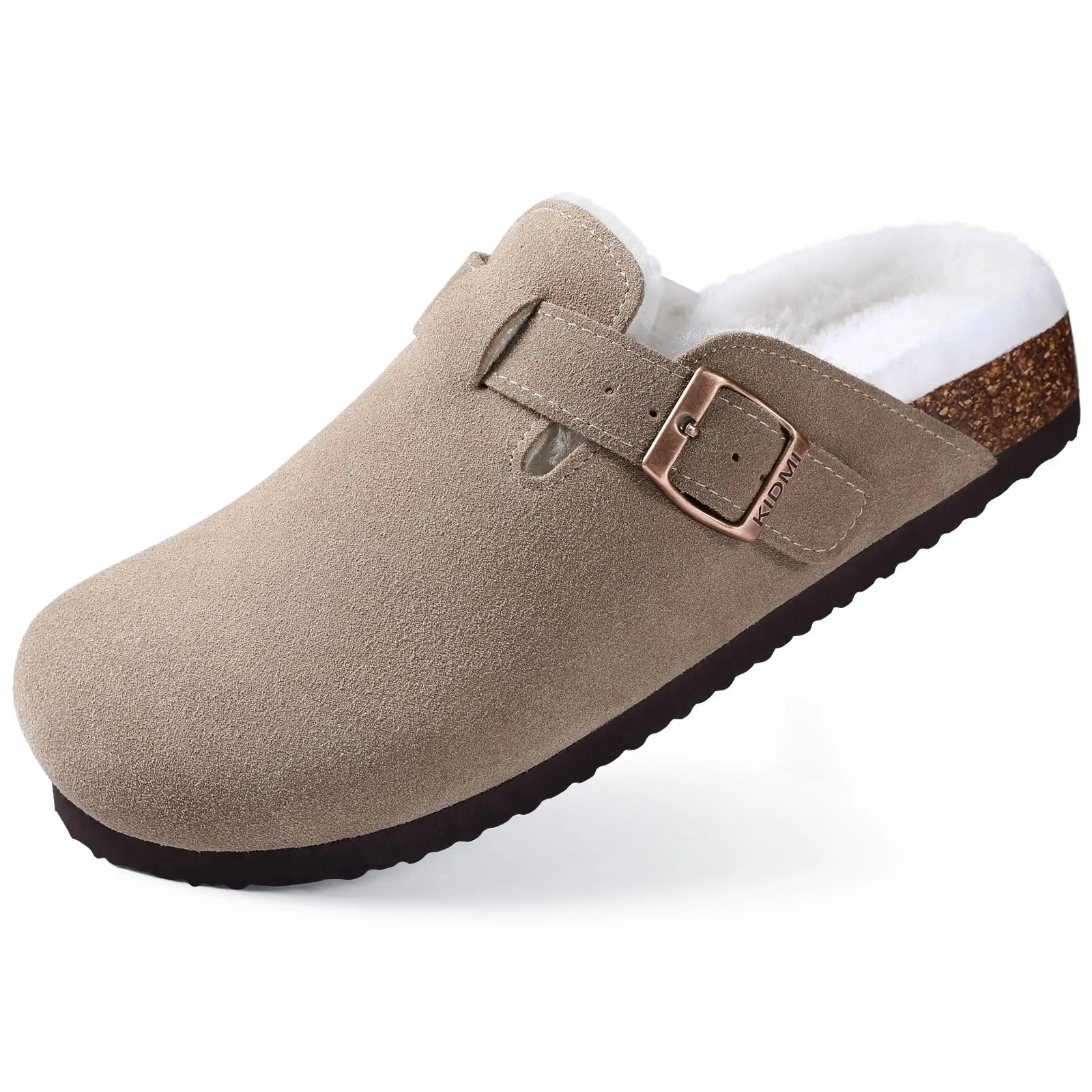 KIDMI Suede Clogs for Women Men Mules Cork Footbed Sandals With Arch Support Fashion Nonslip Outdoor Beach Slippers Home Shoes