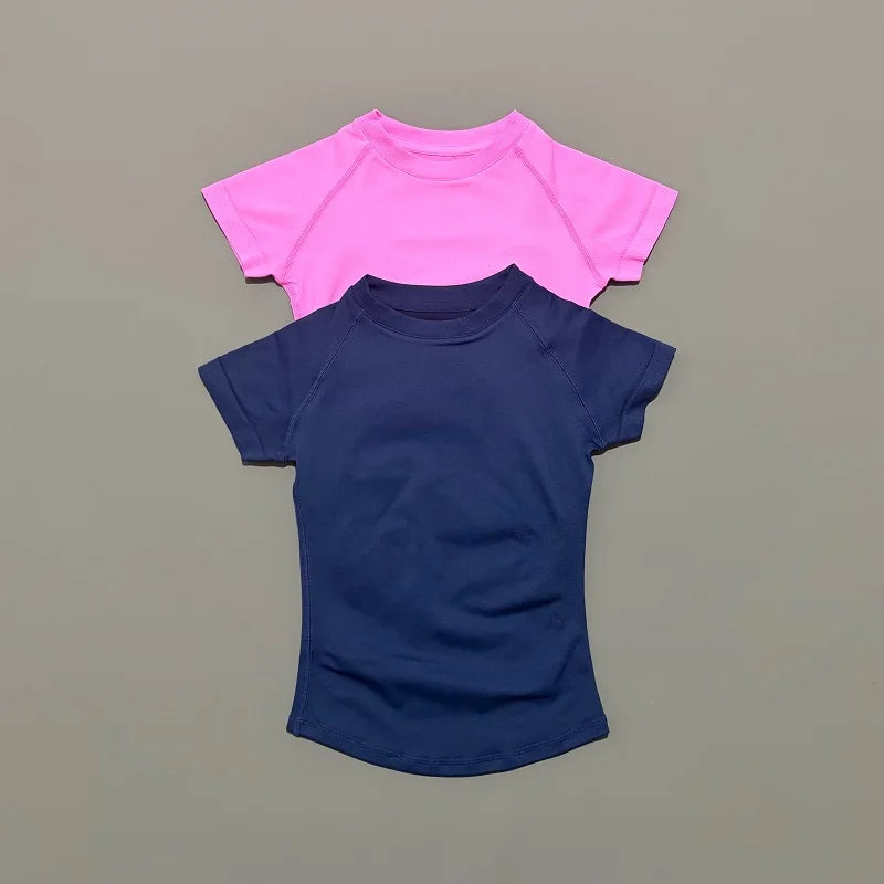 HISTELLO Sport Short Sleeve Top Seamless Yoga Leotard Clothing Women Running Sports T Shirt Workout Shirts Fitness Sports Vest