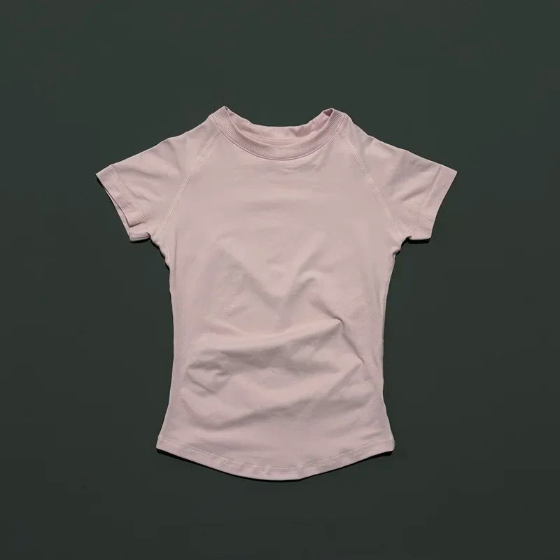 HISTELLO Sport Short Sleeve Top Seamless Yoga Leotard Clothing Women Running Sports T Shirt Workout Shirts Fitness Sports Vest