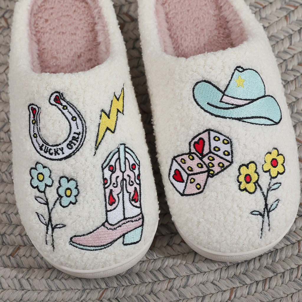 Western Cowboy Embroidered Slippers