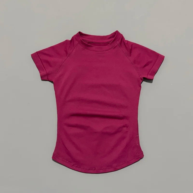 HISTELLO Sport Short Sleeve Top Seamless Yoga Leotard Clothing Women Running Sports T Shirt Workout Shirts Fitness Sports Vest
