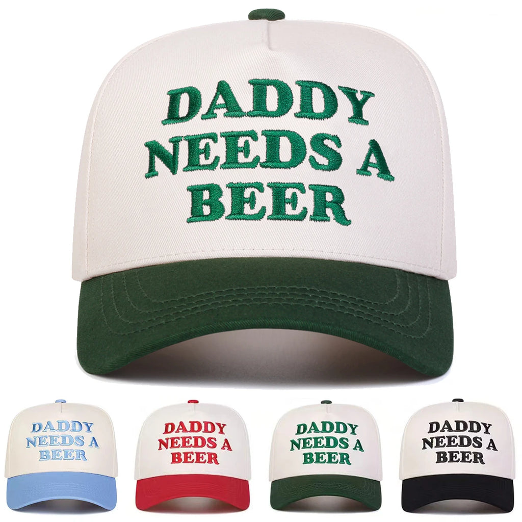 Unisex DADDY NEEDS A BEER Letter Embroidery Baseball Caps Spring Autumn Outdoor Adjustable Casual Hats Sunscreen Hat Sports Cap