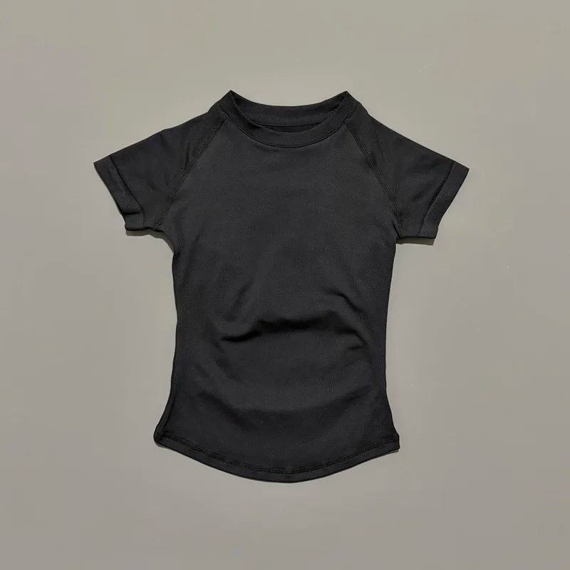 HISTELLO Sport Short Sleeve Top Seamless Yoga Leotard Clothing Women Running Sports T Shirt Workout Shirts Fitness Sports Vest