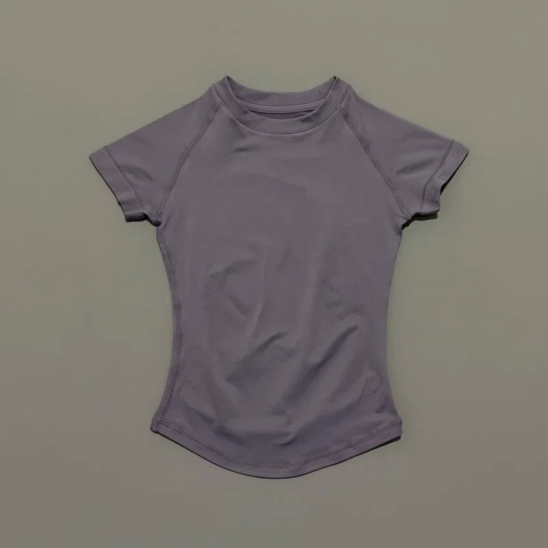 HISTELLO Sport Short Sleeve Top Seamless Yoga Leotard Clothing Women Running Sports T Shirt Workout Shirts Fitness Sports Vest