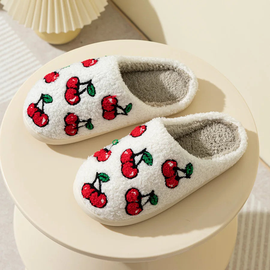 Cherry Plush Slippers