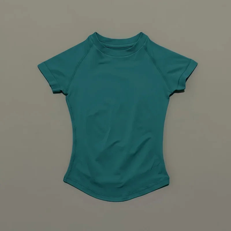 HISTELLO Sport Short Sleeve Top Seamless Yoga Leotard Clothing Women Running Sports T Shirt Workout Shirts Fitness Sports Vest