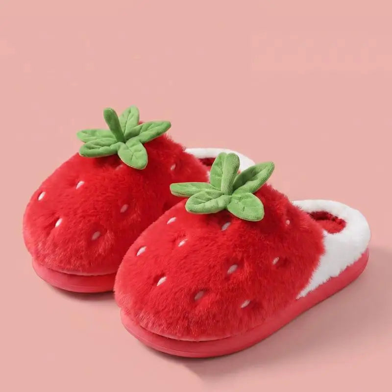 Strawberry Platform Plush Slippers