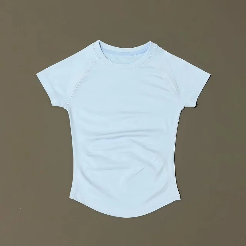 HISTELLO Sport Short Sleeve Top Seamless Yoga Leotard Clothing Women Running Sports T Shirt Workout Shirts Fitness Sports Vest