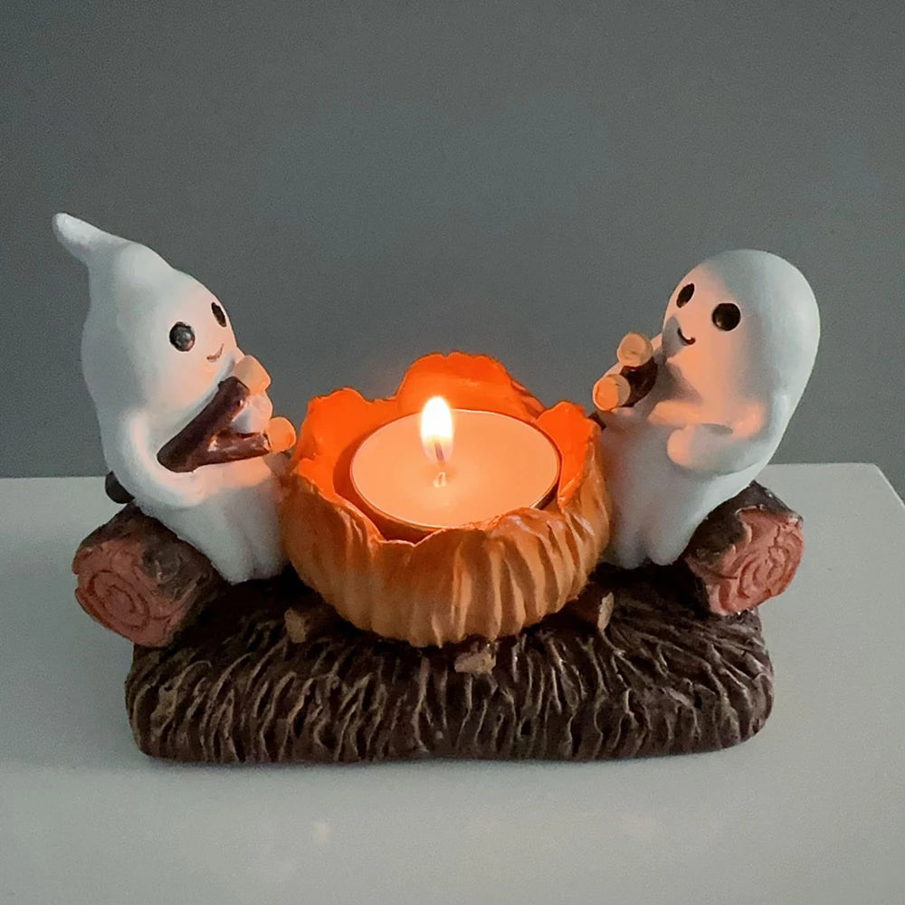Ghost Campfire Flickering Night Candle Holder Without Candles Campfire Flicker Flame Halloween Holder Figurine Candle Decor