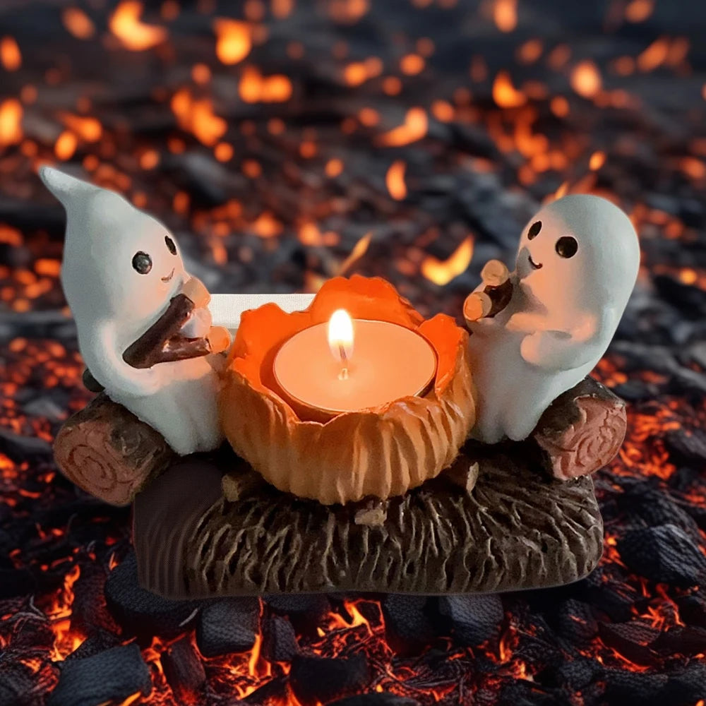 Ghost Campfire Flickering Night Candle Holder Without Candles Campfire Flicker Flame Halloween Holder Figurine Candle Decor