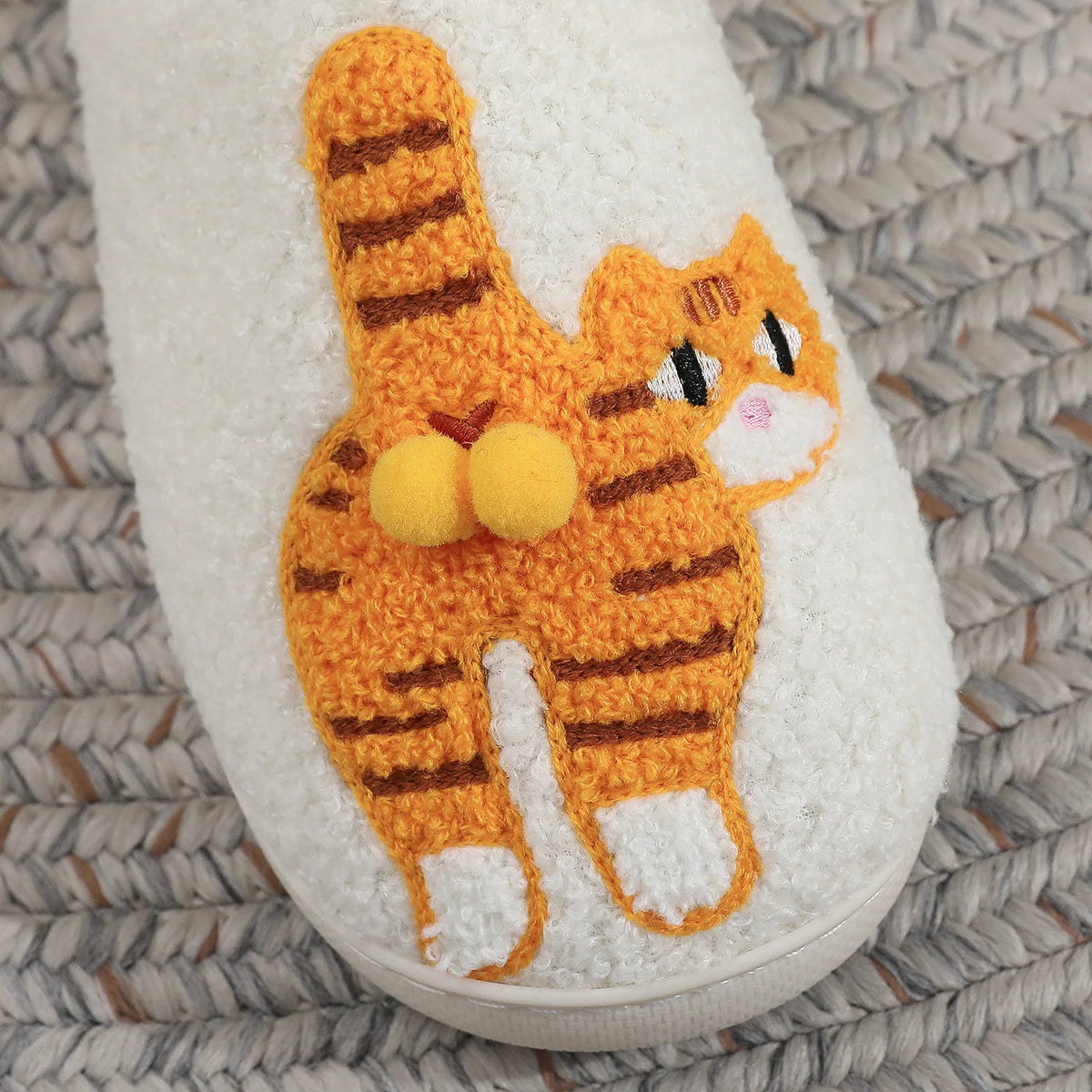 Orange Cat Plush Slippers