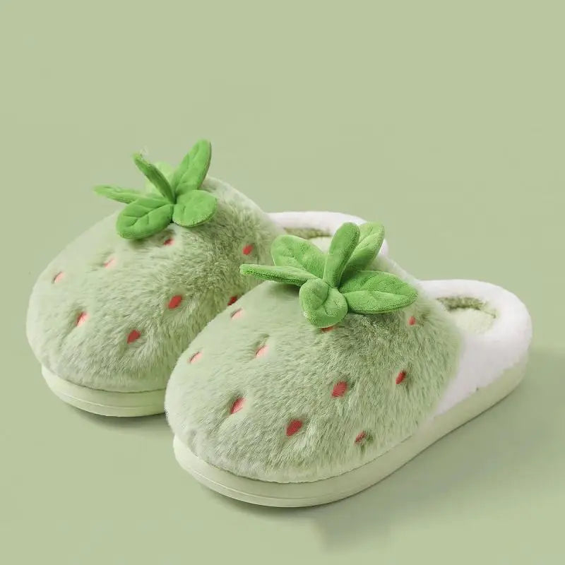 Strawberry Platform Plush Slippers
