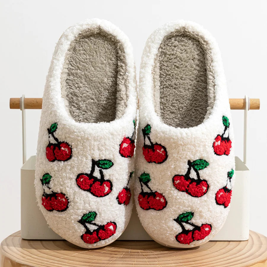 Cherry Plush Slippers