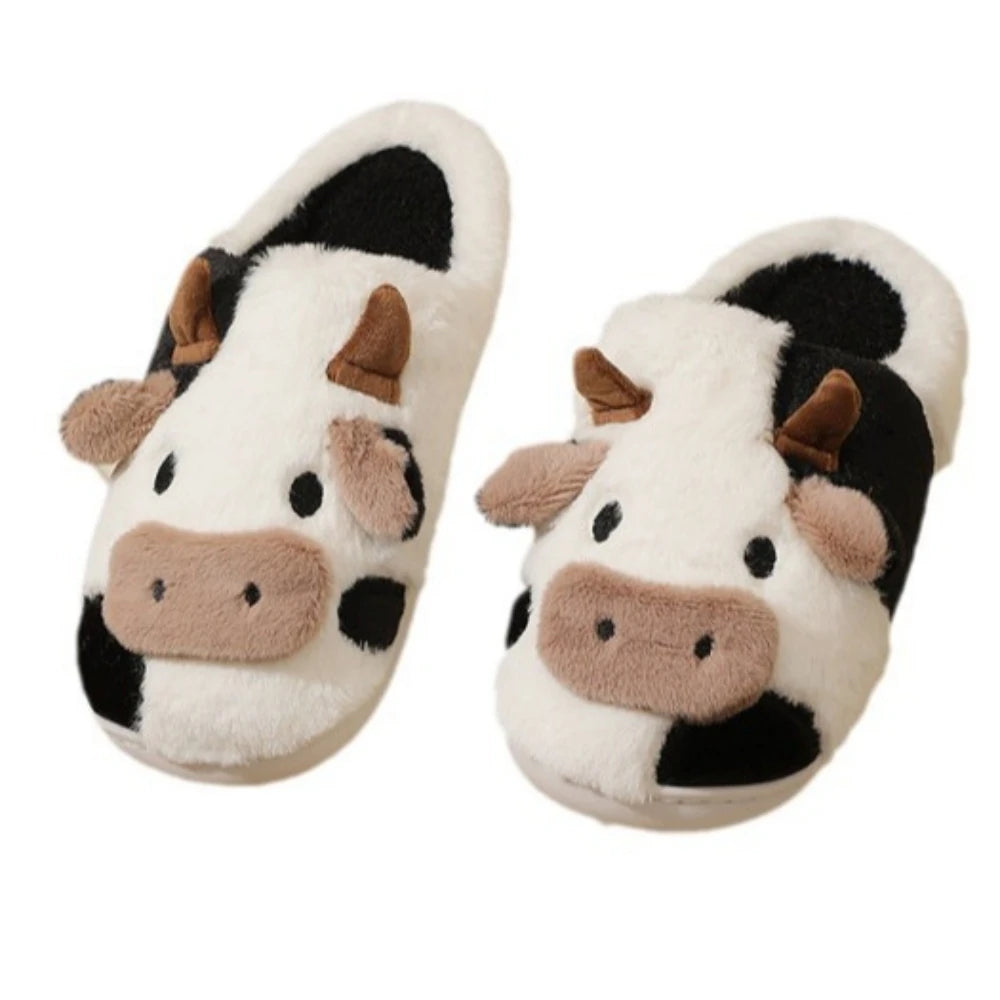 Cartoon Cow Plush Slippers