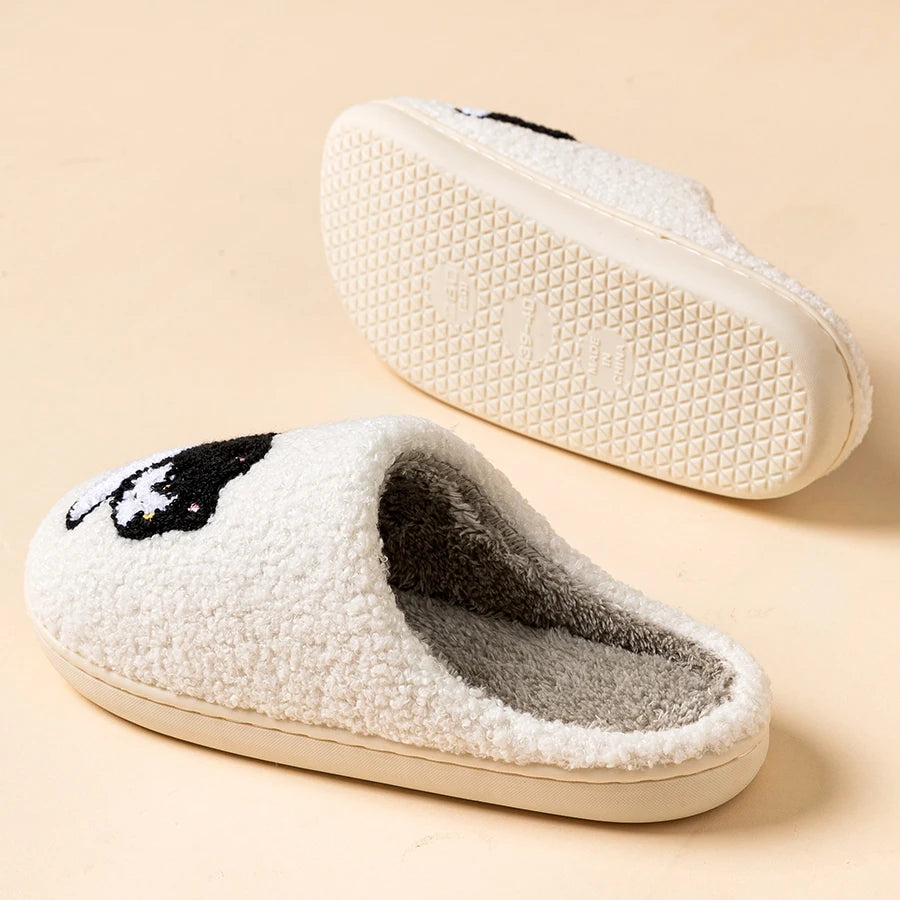 Women's Slippers Winter Indoor Warm Cute Cartoon Cat Bedroom Lightweight Soft Sole Breathable Leisure Plush Shoes Couple